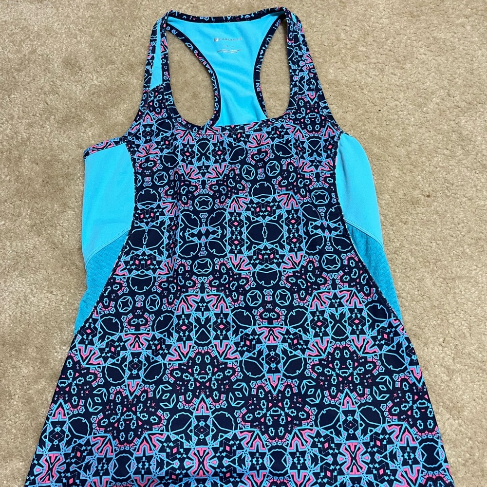 Fabletics Blue and Pink Patterned Tank Top